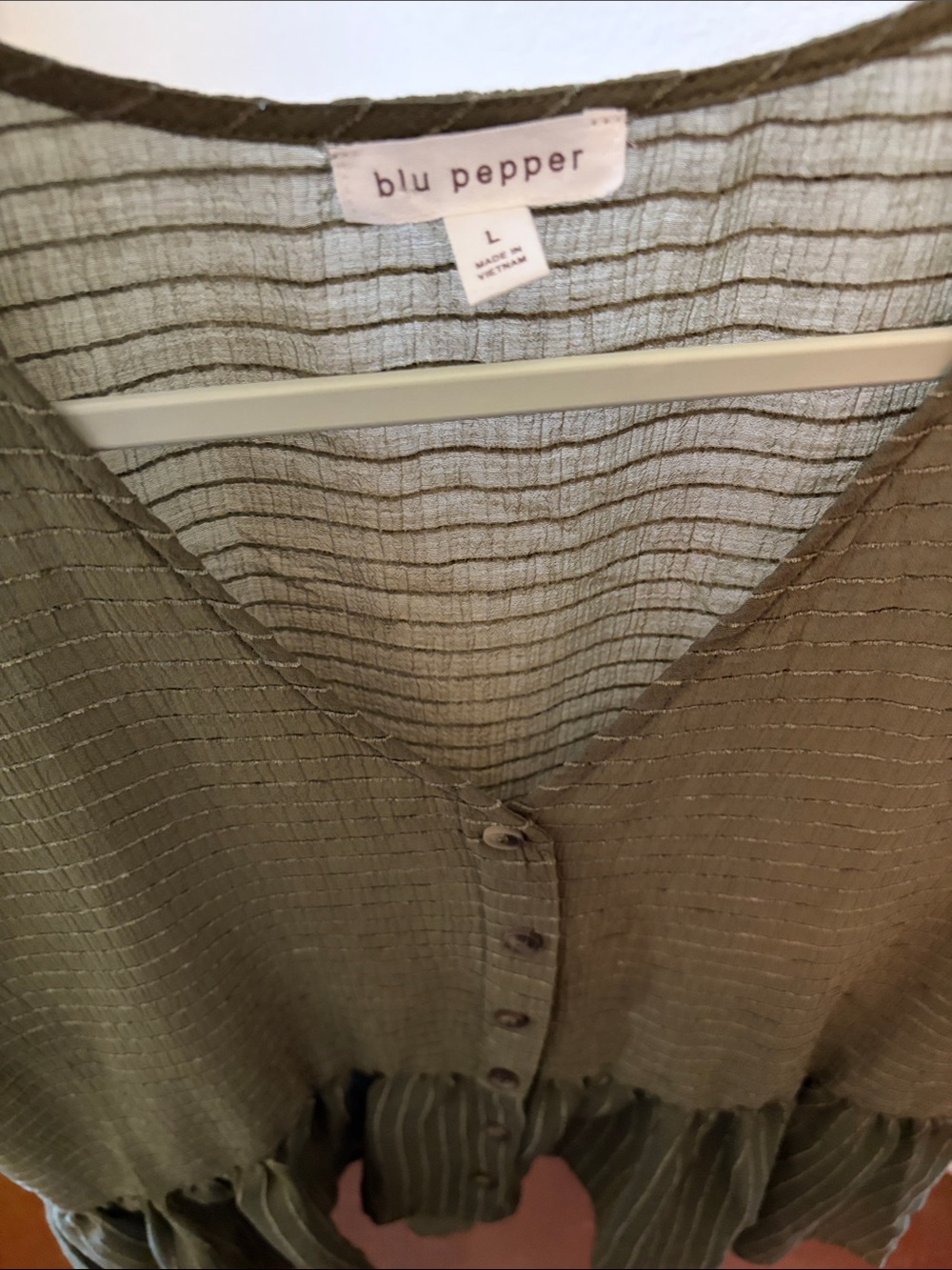 Blu Pepper Peplum Blouse in Olive Green - Picture 6 of 10